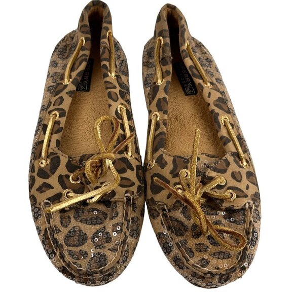 Sperry Woman’s Leopard Print Sequin Shoes light Weight Size 7 - Picture 1 of 9
